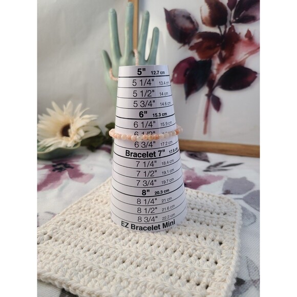 Natural Sunstone 4mm Bead Bracelet | Peach Crystal Elastic Boho Healing Jewelry - Picture 4 of 5